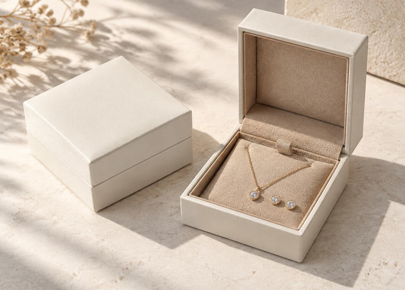 Confezione Aurae ivory con interno champagne
